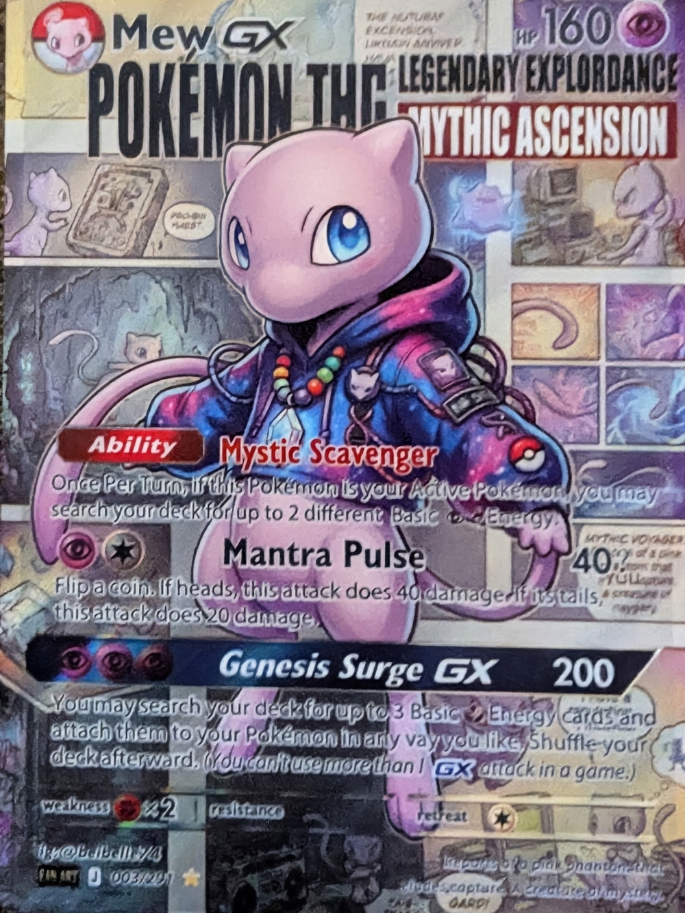 Mystic Mew Pink Collectible Card FAN ART Sleeve - Pink